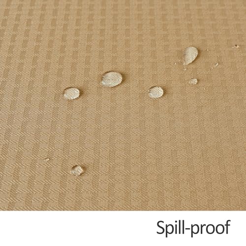 Image of maxmill Round Weaved Texture Design Tablecloth Spill-Proof Wrinkle Free Soft Washable Table Cloth for Circular Table Cover, for Dining Room Buffet Banquet Parties Holiday Dinner, 70 Inch Beige