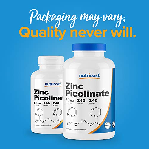 Nutricost Zinc Picolinate 50mg, 240 Vegetarian Capsules - Gluten Free and Non-GMO (240 Caps) - Image 4