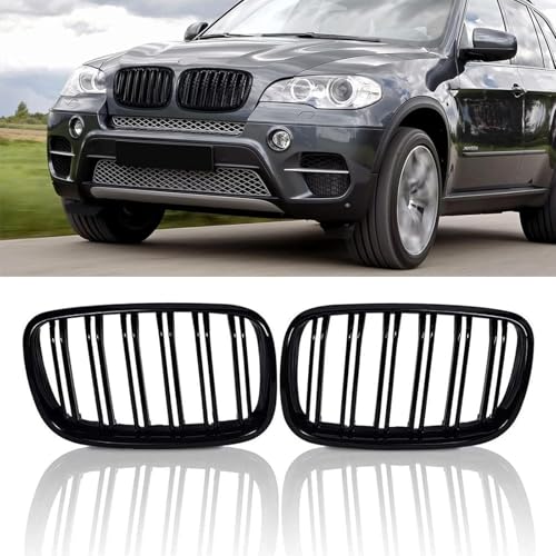 Rejilla de radiador negra para BMW X5 X6 E70 E71, riñones frontales de doble puente 2007-2013