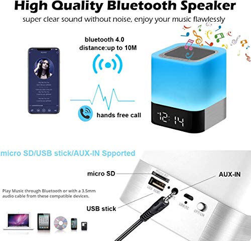 Gallstep ITDK-JS-1219-831 Night Lights Bluetooth Speaker, Alarm Clock Bluetooth Speaker Touch Sensor Bedside Lamp Dimmable Multi-Color Changing Bedside Lamp thumb #2