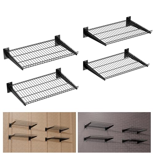 FOFARY Heavy Duty Garage Wall Shelving 24"x16.5" 4-Pack, Adjustable Shelving Wall Mounted Shelves for Garage, Laundry Room, Closet, Total 400 lbs Load Capacity, Black