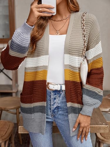 HELYO Women's Cardigan Sweater Casual Lightweight Fall Winter Open Front Soft Knit Cardigans Sweaters with Pockets 8833