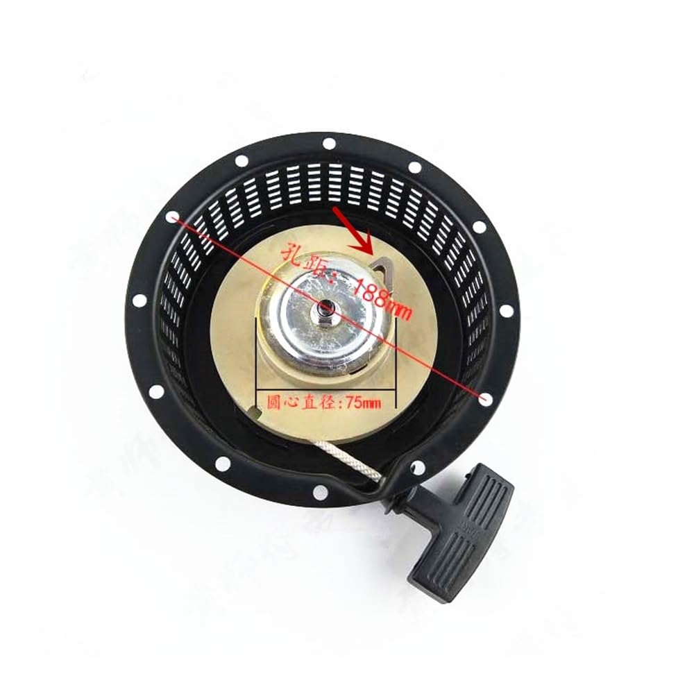 Arranque de Retroceso Compatible con generador 178F de 6 HP. Empuñadura de Arranque, Cubierta de Cuerda, Resorte de rebobinado y trinquete.(Dual pawls Reverse)
