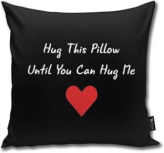 QMS CONTRACTING LIMITED Throw Pillow Cover 18 x 18 Inch 45 x 45 Cm Square Long Distance Relationship Hug This Until You Can Hug Me Pillow Cover for Sofa Bedroom Car Decor