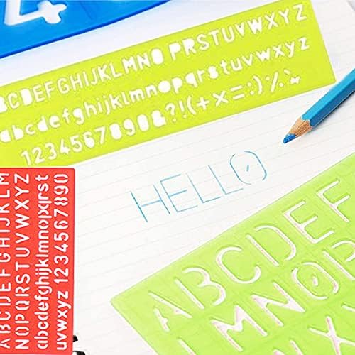 4 Pcs Stencil Set Alphabet Letter Stencils Plastic Number Stencils Assorted Sizes Stencil for Kids' Drawing Template Painting Learning DIY(Assorted Colors)