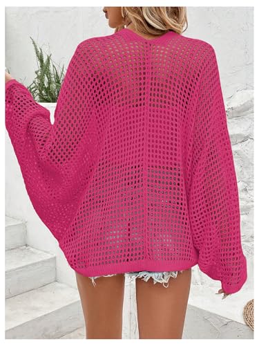 Image of Verdusa Women's Oversized Summer Cardigan Lightweight Sweater Crochet Knit Beach Cover Up Spring Vacation Outfits