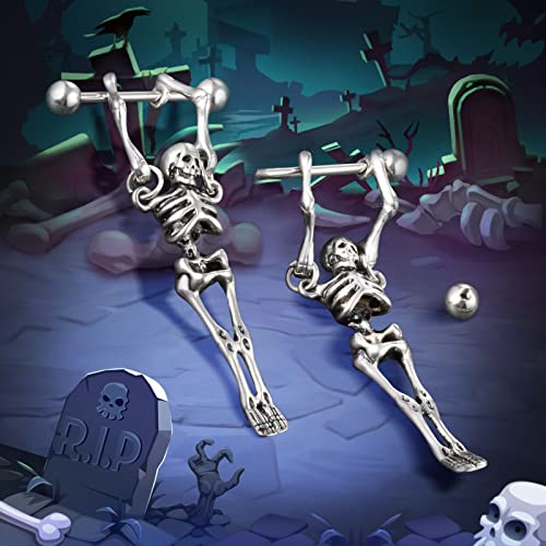 Qgoliver Skull Earrings For Men Stud Earrings Stainless Steel Gothic Hip Hop Jewelry Skeleton Dangle Earrings For Women #TOP1