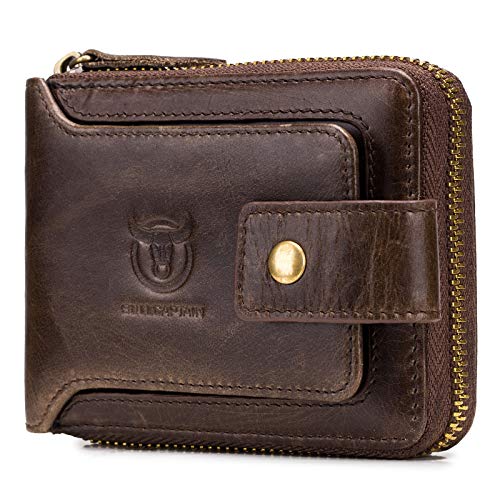 Carteira masculina de couro com zíper de duas vias Adaskala, carteira de viagem segura, bolsa para p