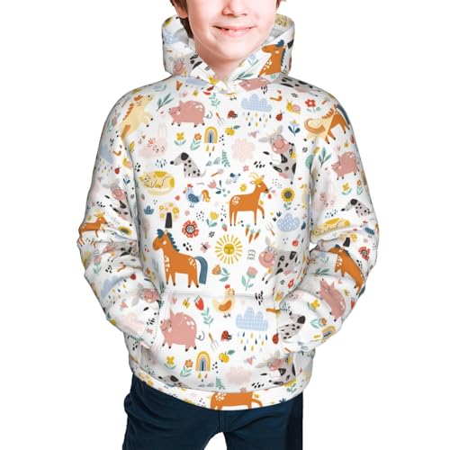 Cute Farm Animals Kids Pullover Hoodies Boys Sweatshirts Girls Athletic Clothes with Pocket2