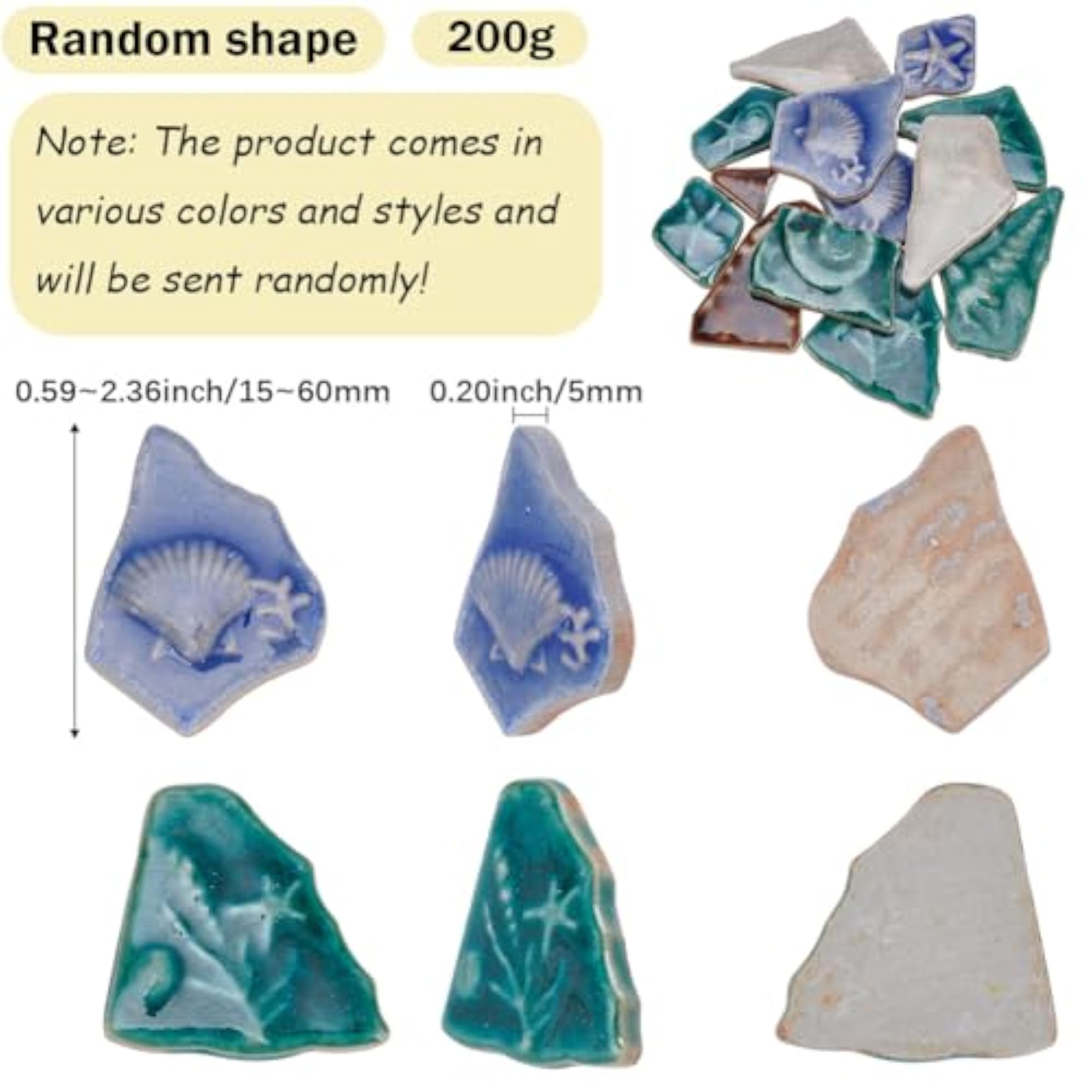 Irregular Shape Ceramic Mosaic Tiles for Crafts