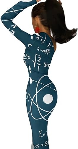 Miniatura 5 de Physics and Mathematical Science Formula Women's Dress One Shoulder Long Sleeve Split Maxi Dress Swing Dress
