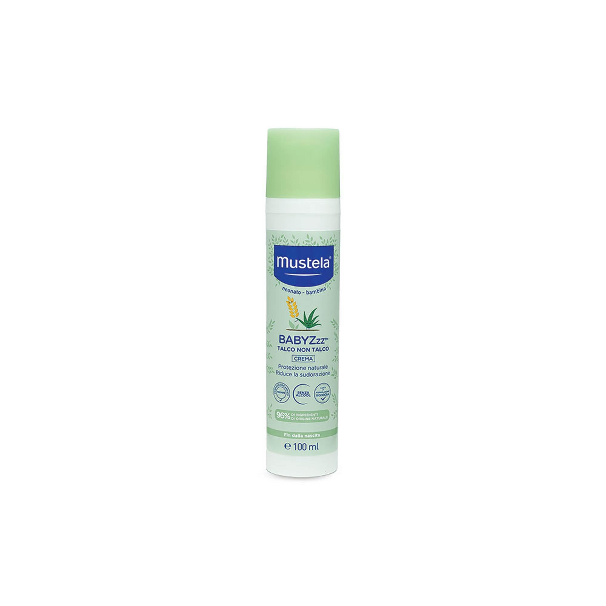Mustela BABYZzz Talco Non Talco Crema, Corpo, Neonati, Bambini, Tutta la Famiglia - Protezione Naturale dalle Zanzare, Regola la Sudorazione e gli Odori Corporei, Sicuro Fin dalla Nascita (100ml)