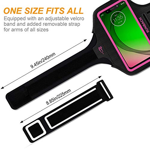 Runbach Sweatproof Running Armband For Motorola One Fusion/Edge Series/E7 Power/E7 Plus/G Stylus/G Power/G Play/G9 Play/G9 Plus/G9 Stylus/G30/G10(Pink) #TOP1