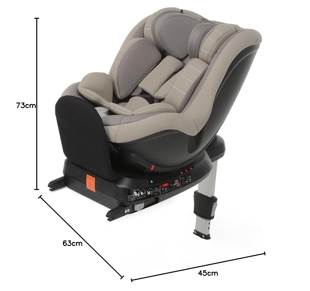 Foppapedretti Siège auto Logik I-Size, siège pivotant à 360° pour enfant de 40 à 105 cm de hauteur, conforme ECE R129, fixation Isofix, appuie-tête à 13 hauteurs, Desert