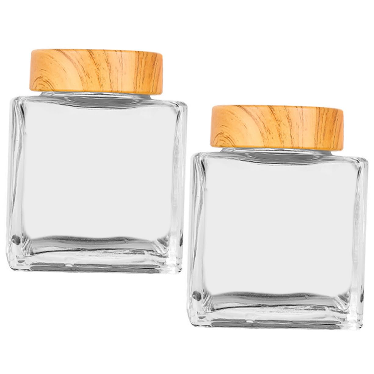 OUNONA 2pcs Small Glass Honey Container with Wood Lid Airtight Honey Dispenser for Syrup Jam and Spices Easy to Clean Sturdy Design for Kitchen Storage