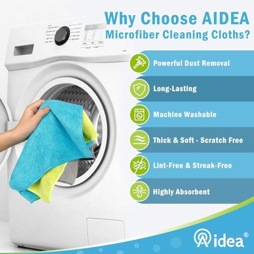 image for AIDEA Microfiber Cleaning Cloth-8PK, Soft Microfiber Towels for Cars, 