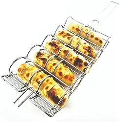 Grelha Churrasqueira Com Trava Para Pão De Alho E Legumes, 53x17cm, Resistente Ao Calor, Ideal Para Churrascos Domésticos, Fácil De Limpar E Prática