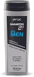 Shampoo 2 Em 1 For Men Jay Luc 300Ml Xampu E Condicionador De Cabelo 2 Em 1 Cinza Todo Tipo De Cabelo E Barba Hidratação E Brilho