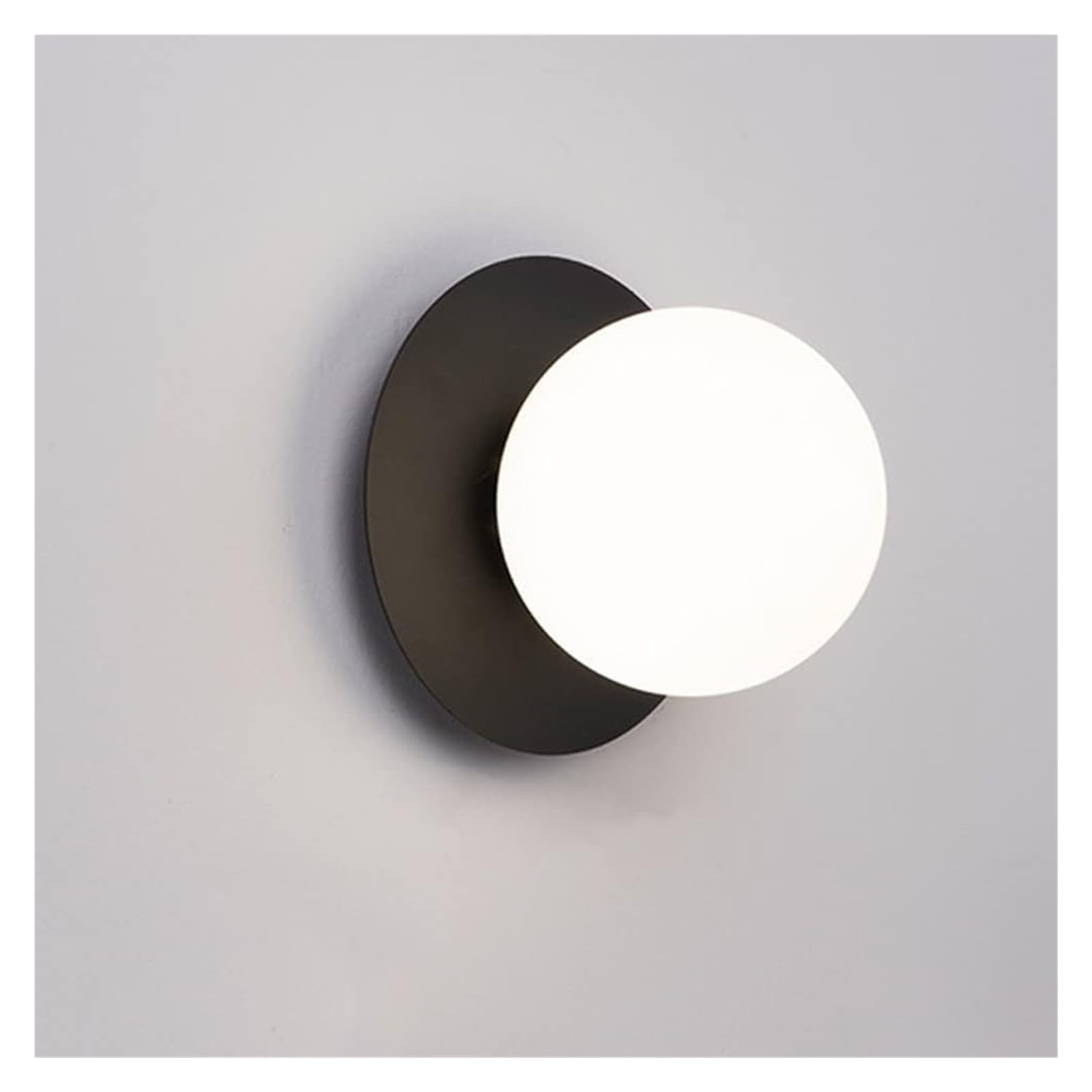 SYAXVOM Wall Lamp LED Lantern with White Globe Glass Shade, PostWall Sconce Lights for Home Bedside Bedroom Decoration Illumination, E27 Holder (Color : Noir)