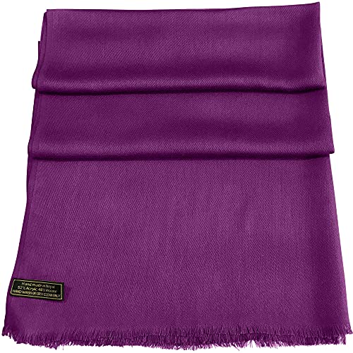CJ Apparel Purple Solid Color Fringe Design Nepalese Shawl Seconds Scarf Wrap Stole Throw Head Wrap Pashmina Hand Made in Nepal New4