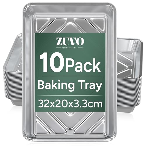 Zuvo Foil Baking Trays 10 Pack Disposable Aluminium Oven & Roasting Trays