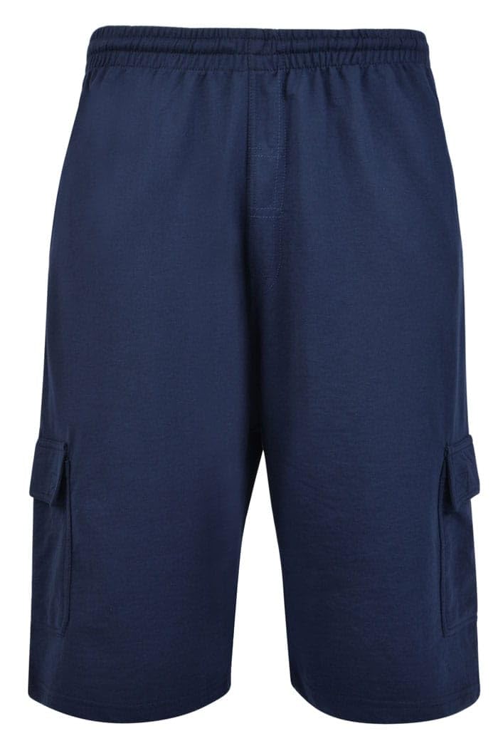 Kam Men's Blue Jeanswear Big Size Cotton Terry Jersey Cargo Shorts (300) In Navy In 4XL