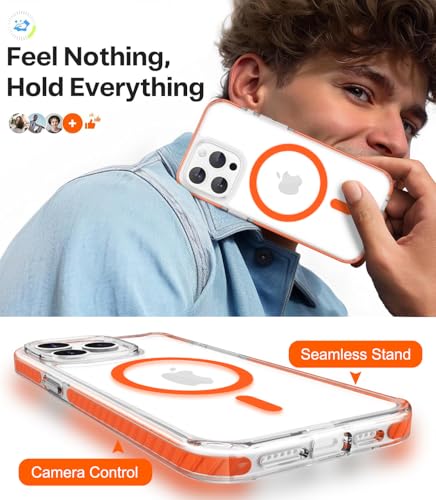 Coque iPhone 15 Pro transparente et magnétique LATVIN protection orange