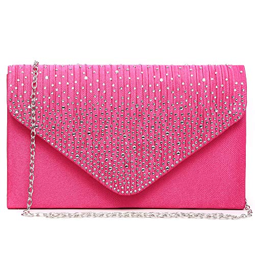 Dasein Ladies Frosted Satin Evening Clutch Purse Bag Crossbody Handbags Party Prom Wedding