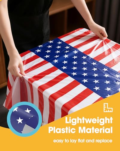 Image of Niuara American Flag Tablecloth - 4 Pack 54 inch x 108 inch Disposable Patriotic Tablecloths for 6FT Tables, 4th of July Decorations, Independence Day & Memorial Day Party Supplies