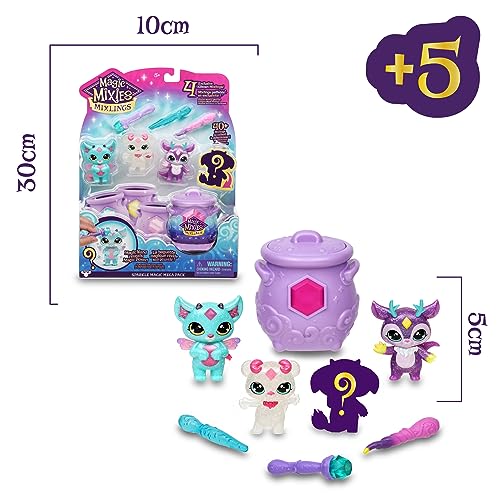Magic Mixies, Magic Mixlings Mega Pack, Magic Cauldron and 4 Shiny Mixies Dolls, 1 Surprise Figure, 3 Wands, Collectable Toy - Image 2