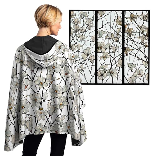 RainCaper Tiffany Magnolia Womens Rain Cape Poncho with Hood Reversible4