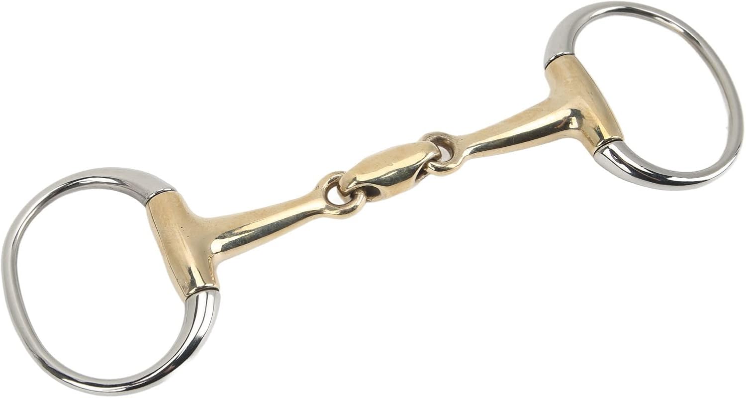 Eujgoov Horse Mouth Bit, Stainless Horse Snaffle Bit, Loose Snaffle Loose Steel and Copper Hinge Bits for Training Equestrian