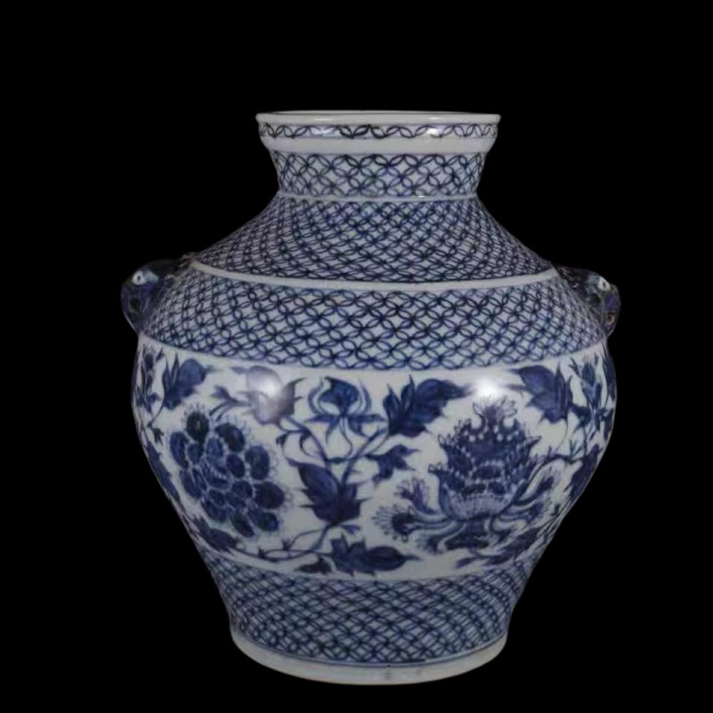 asdchZen Ceramic Vases Ginger Jar For Home Decor, Flower Birds Pattern Temple Jar Vase Traditional Chinese Porcelain Dried Flower Vases Decoration -A:27.5 * 26.5 Cm
