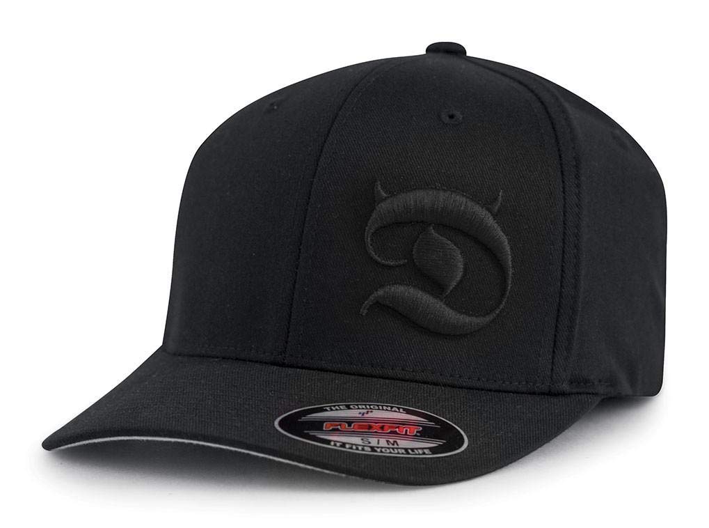 Horned D Flex Fit 6-Panel Men's Cap – Pull-On Baseball Hat with Curved Bill, Cotton/Poly/…