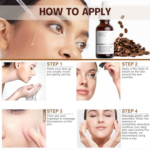 Caffeine Solution 5% + EGCG, Caffeine Eye Serum, Under Eye Cream for Reduce Circles and Puffy Eyes, Caffeine Eye Cream for Anti Aging Wrinkle, Eye Bags Removal, Fade Fine Lines, 30ml - Image 8