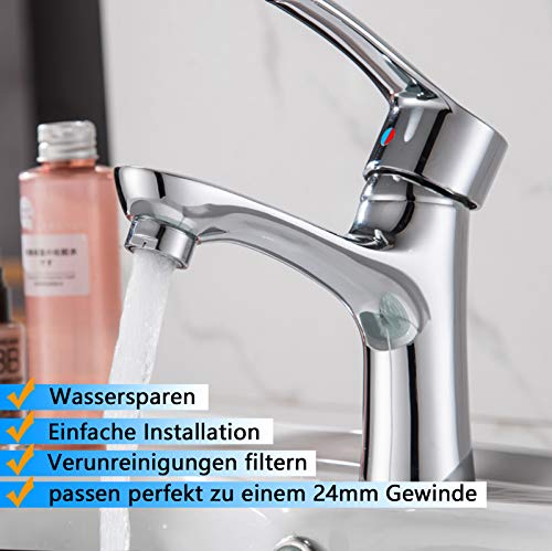 Wasserhahn Sieb M24, COOLUCK 10 Stück Wasserhahn Strahlregler Aufsatz Außengewinde, Mischdüse Einsatz mit Edelstahlfilter und Verchromten Mischdüsenschlüssel, für Wasserhähne - Image 8