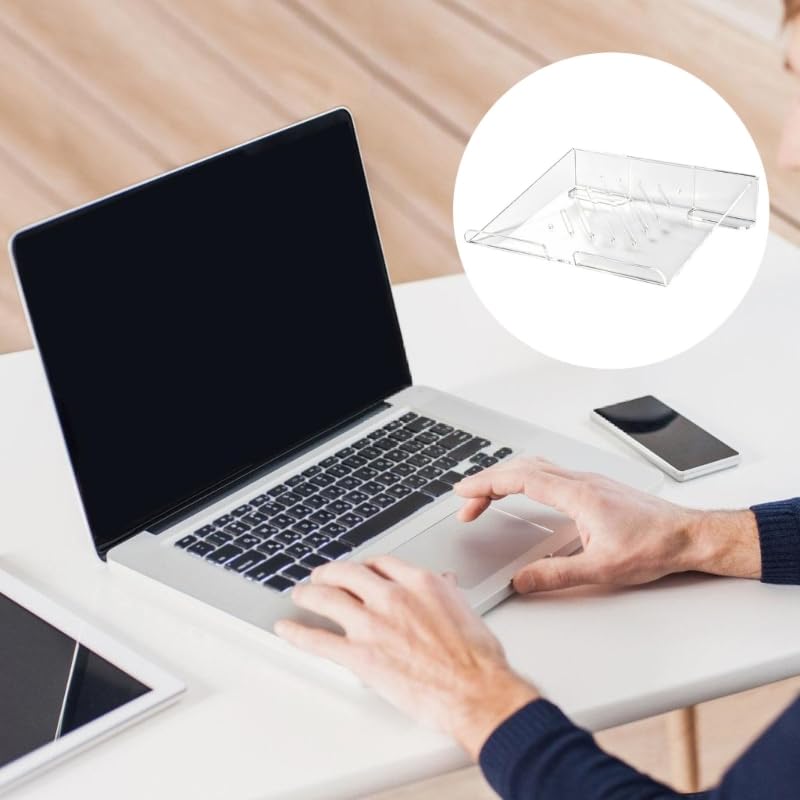 Soporte ventilado para laptop en acrílico transparente para el trabajo diario de escritorio