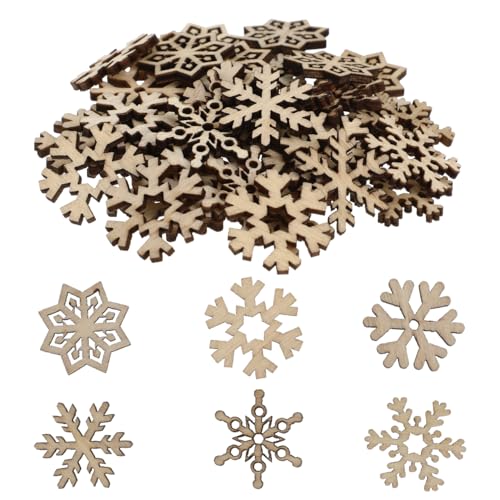 Happyyami 50 Pcs Assorted Wooden Snowflake Cutouts for DIY Crafts Blank Christmas Ornaments for Holiday Decorations Perfect for Arts and Crafts Projects