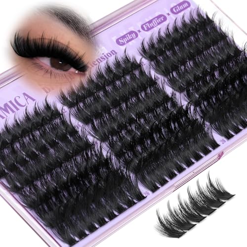 Spiky Lash Clusters Volume Eyelash Clusters Wispy Lashes Clusters Manga Cluster Eyelash Extensions 12-20mm D Curl Individual Lashes 200D Fluffy Cluster Lashes for DIY Lash Look by Yawamica