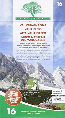 Carta n. 16. Val Vermenagna, Valle Pesio, Alta Valle Ellero, Parco naturale del Marguareis 1:25.000 [Lingua inglese]