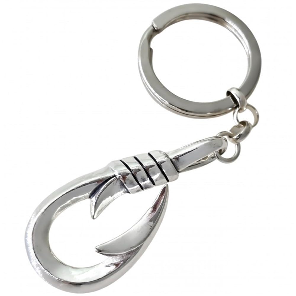 Llavero plata Ley 925m. anzuelo 50mm. cadena rolo argolla doble níquel unisex