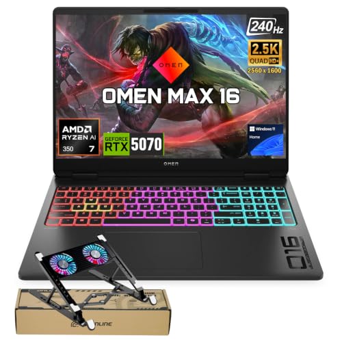 Image of HP Omen MAX 16 5070 & AMD Ryzen AI 7 350 Gaming Laptop, 32GB DDR5 + 2TB SSD