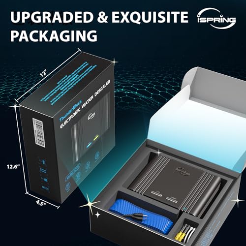 Image of iSpring EDV2 Whole House Super Water Descaler, 10 Times More Powerful Alternative Electronic Salt-Free Hard Water Conditioner, Alloy Construction, Reduces Limescale, Prevents Deposits Build-up