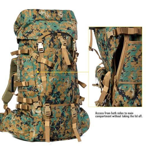 Image of MT Military Army Large Rucksack with Detacheable Assault Backpack Hydration Pack Shoulder Straps and Waist Belt Metal Frame | Detacheable