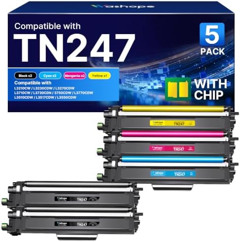 TN247 TN-243CMYK Toner Kompatibel für Brother MFC L3750CDW TN243 (5er-Pack) | Kompatibel für MFC-3750CDW / DCP-L3550CDW / HL-L3210CW / MFC-L3770CDW / MFC-L3710CW / HL-L3230CDW / MF