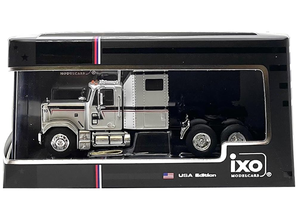 1980 General Truck Tractor Silver Metallic with Black and Red Stripes 1/64 Diecast Model by IXO Models U64TR004