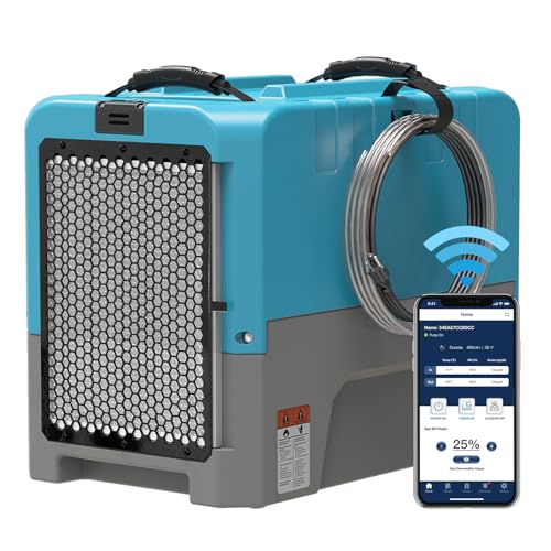 ALORAIR App Control Commercial Dehumidifier With Pump Industrial Dehumidifiers with Drain Hose, for Water Damage Restore, Flood Repair, Large Space, Job Sites (Blue)