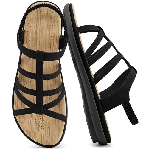 Alicegana Womens Sandals Dressy Summer: Comfortable Gladiator Flat Sandals for Women 2026 Non Slip...