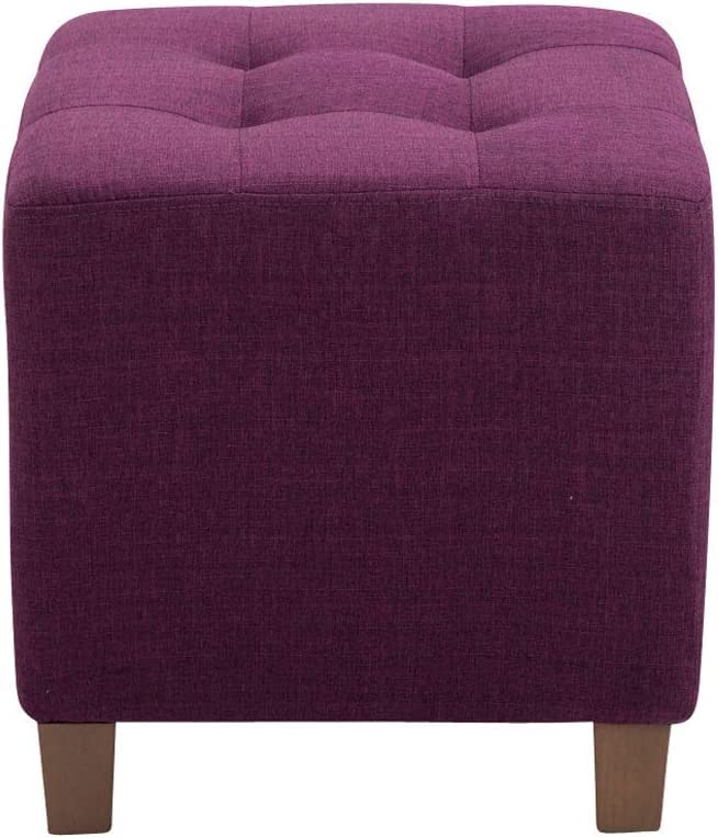 Image of Pouffes Bench Seating Stool for Living Room Office Patio Kitchen Bench Puffy Wooden Mudda Ottoman Stools Set of 2 Footrest Stool Pouf.(Purple)