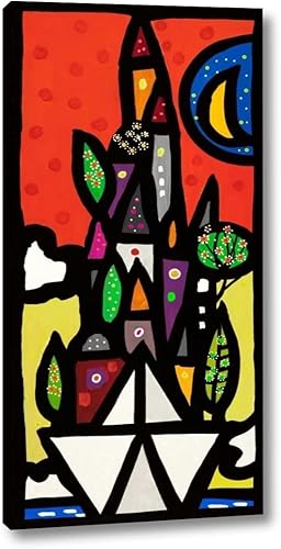 Il paese vive sulla piccola barca by Wallas - 8" x 16" Canvas Art Print Gallery Wrapped - Ready to Hang disponible en Yaxa Costa Rica